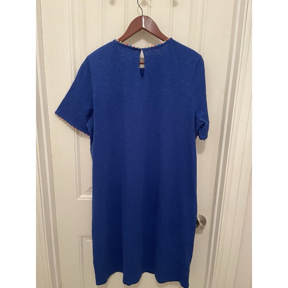 NWOT  Boden Ali Pom Sleeve Dress Knee Length Women’s Sz US 12L Blue Short Sleeve - Picture 9 of 15